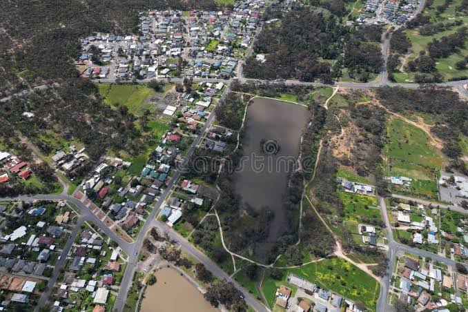 aerial view of the town of eaglehawk vic